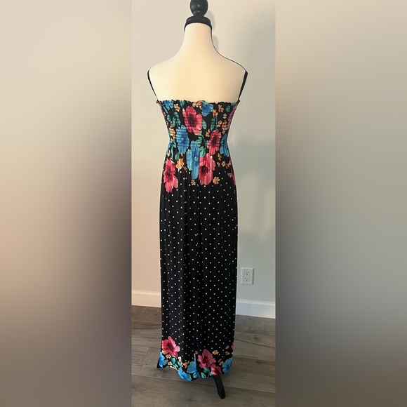 Italian Polka Dot Floral Maxi dress size S/M - Picture 3 of 7